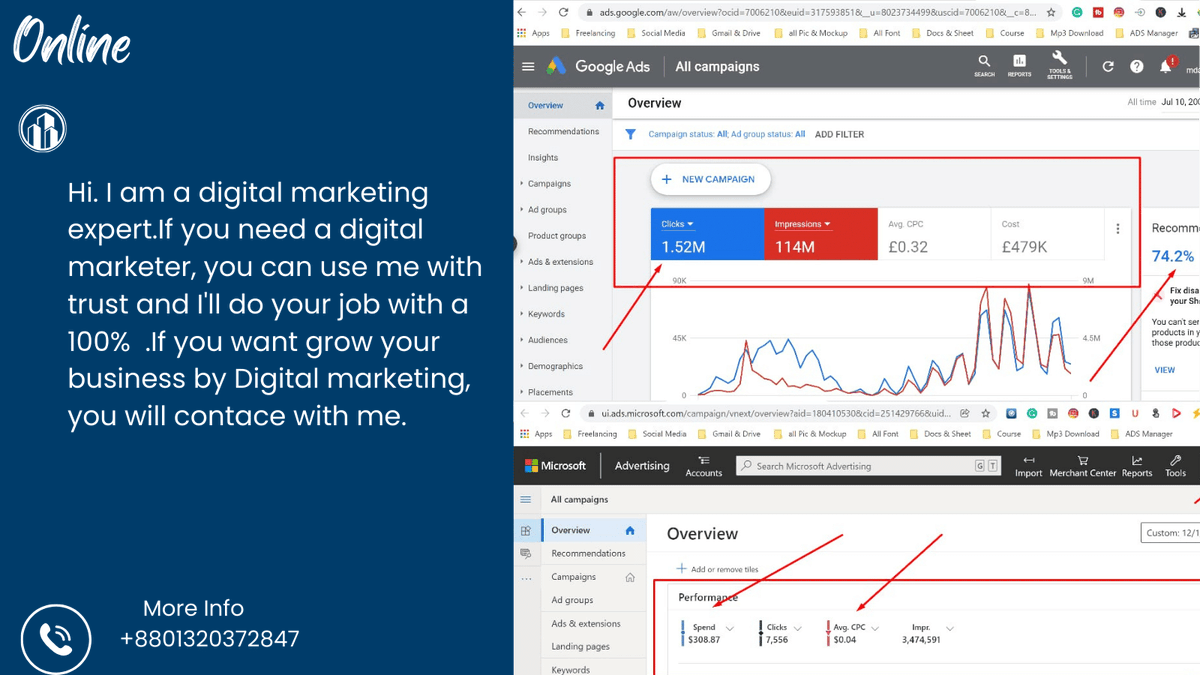 Hi. I am a digital marketing expert.If you need a digital marketer, you can use me with trust and I'll do your job with a 100% .If you want grow your business by Digital marketing, you will contace with me.#DigitalMarketing #Digitalmarketer #Digitalmarketingf