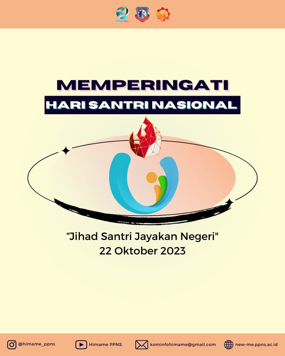 HIMAME_PPNS's tweet photo. [HARI SANTRI NASIONAL]

Selamat Hari Santri Nasional 2023. Semoga santri terus menjadi pelopor kemajuan dan transformasi progresif bangsa.

22 Oktober 2023

#ASKARACAKRAWALA
#HIMAMEPPNS
#PRIMUSINTERPHARES
#PPNSSUCCESS https://t.co/LCuF38NX6R