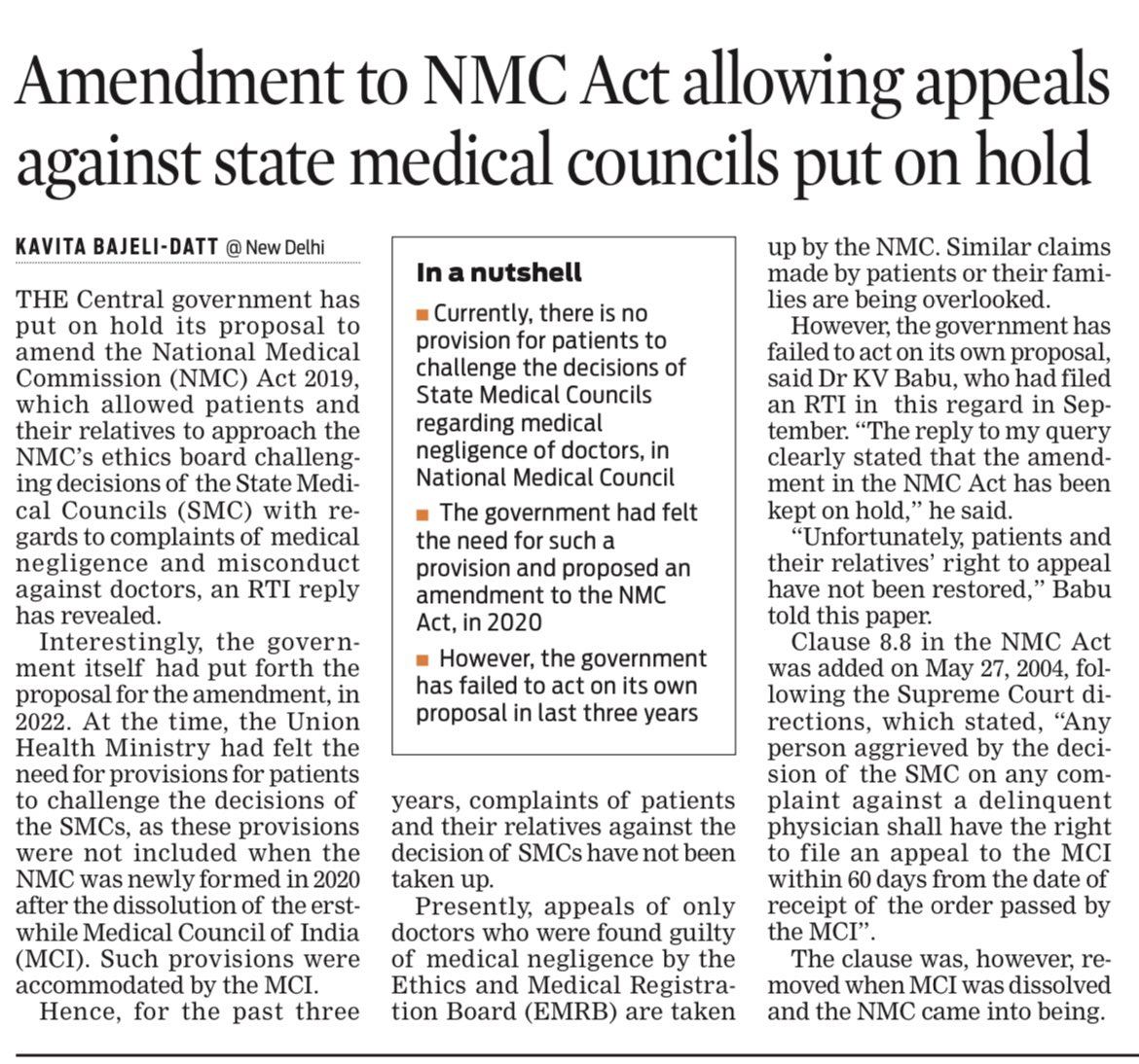 #Centre puts on hold law dealing with #medical #negligence @NewIndianXpress @TheMornStandard @MoHFW_INDIA @OfficeOf_MM @mansukhmandviya @drbabukv @NMC_IND