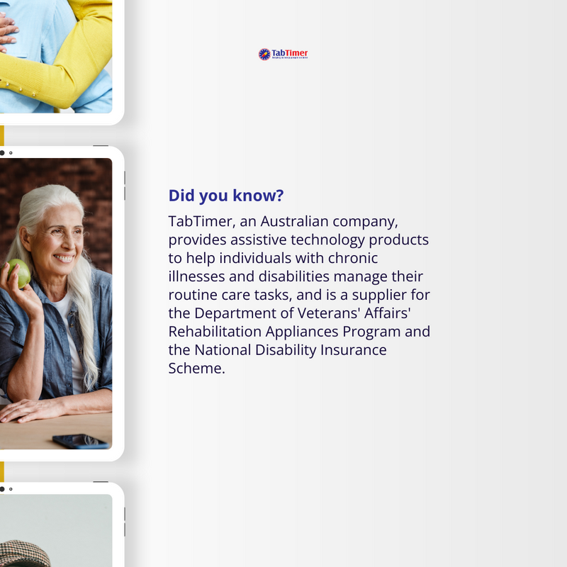 TabTimer's tweet image. Empowering individuals with chronic illnesses and disabilities, TabTimer is more than just a company. 💪

#TabTimer #Independence #AssistiveTechnology #ChronicIllness #DisabilitySupport #VeteransSupport #NDIS #HealthTech #Empowerment