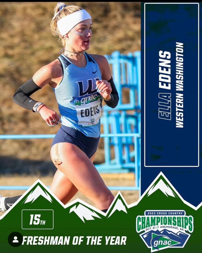 CoachEdens's tweet photo. Big day for this young lady. 15th place at GNAC XC Championships, 6th for WWU, Team Title...one for the Men as well... and with her finish...she was the top freshman and named the Freshmen of the Year for XC in the GNAC Conference for 2023. Keep it going young lady... #GoViks https://t.co/4clgXOBYGb