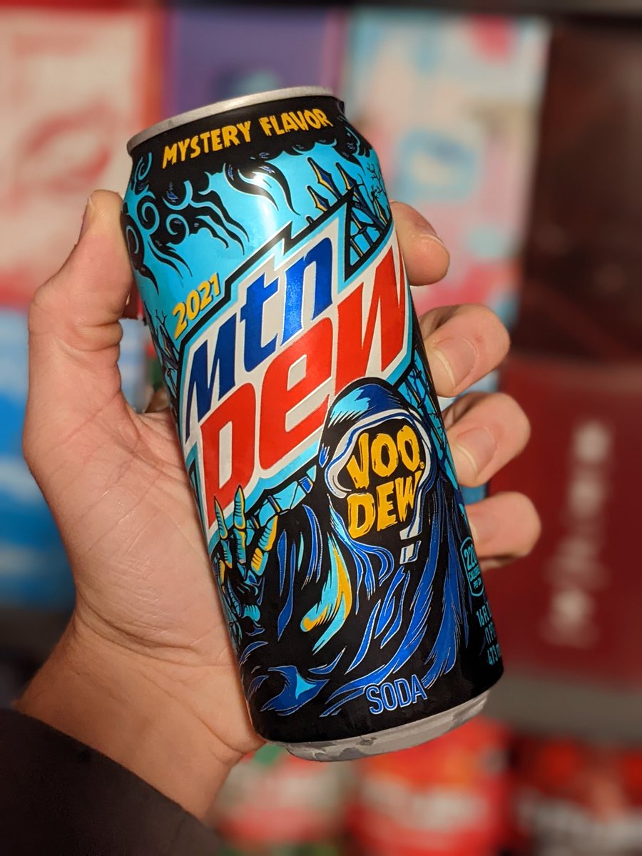 cybranwarrior's tweet photo. Enjoying the last can I have of Mtn Dew's VooDew 2021 release right now. This was arguably my least favorite of the past lineup, but it was a solid "Fruit Chew Candy" taste. Love that blue coloration on the can though!

#Mtndew #Voodew 👻💙 https://t.co/HwIkgQQXBz