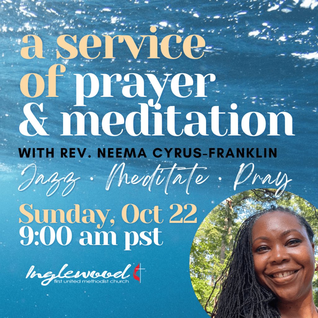 inglewoodfirst's tweet photo. Join us for a special Service of Prayer and Meditation as Rev. Neema Cyrus-Franklin leads us through a spiritual practice including breathing, body prayers and singing bowls.

https://t.co/SuV8OdXzJu https://t.co/3hDgxhmBGy