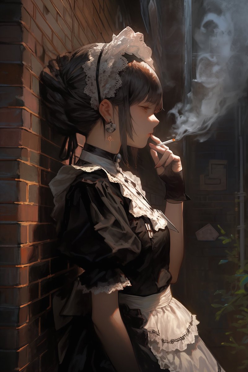 OliveGenArt's tweet photo. Break time
#aiart #aiartwork #nijijourney #girl #animeart #animegirls #maid #maidcafe #cigarettebreak https://t.co/3x1ZibfgjC