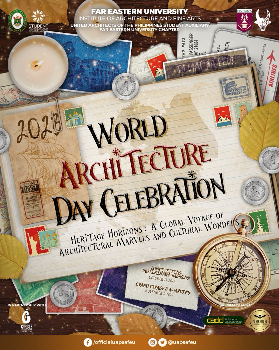uapsafeu's tweet photo. Discover the world through the lens of architecture! Join us on October 23 and November 8, as we celebrate #WorldArchitectureDayCelebration2023 in a grand and festive by the United Architects of the Philippines - Far Eastern University Chapter. (1/3) https://t.co/uPQMYNV1Yi