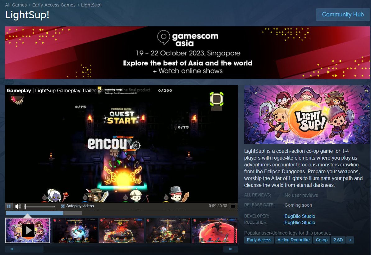 Today is the last day of Gamescomasia2023
Don't forget to add 'LightSup!' to your wishlist

📷 just simply click here 📷
store.steampowered.com/app/2266750/Li…

#indiegame #indiegamedev #bugbliostudio #gamescom2023 #lightsup #coopgames