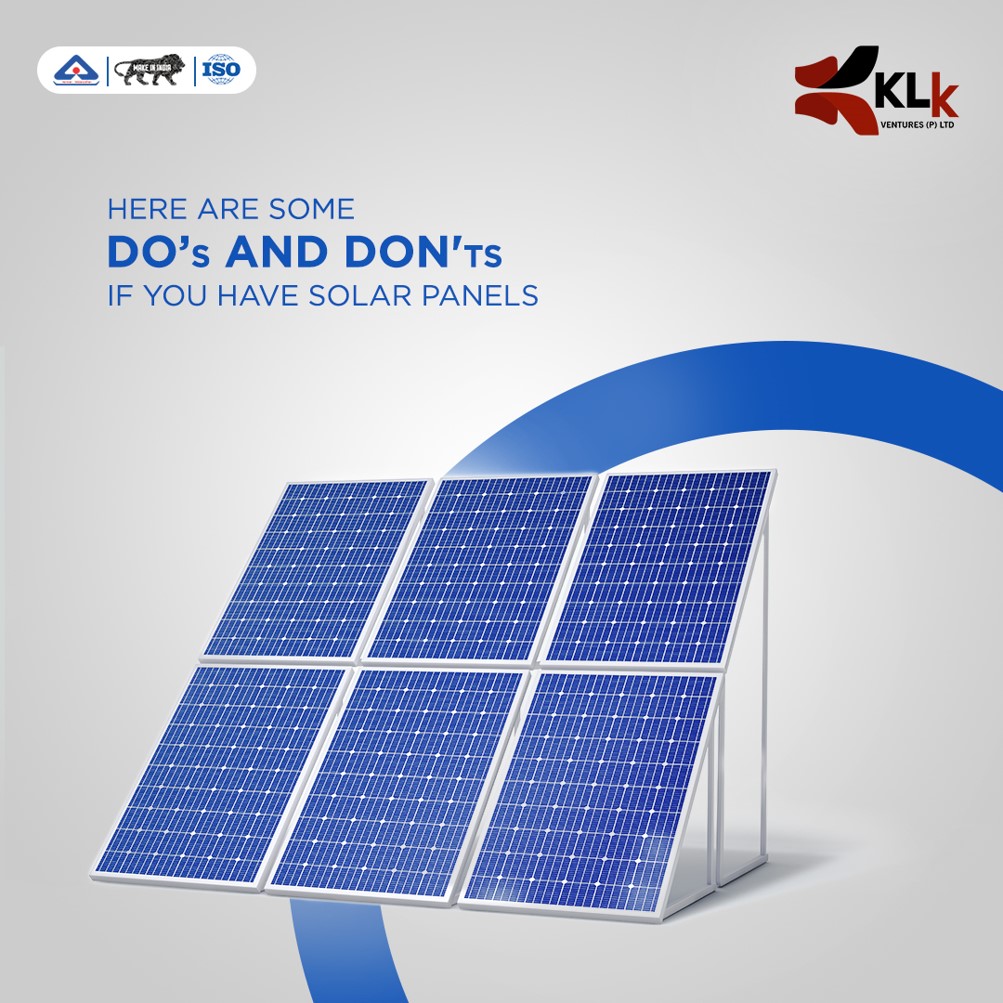 KLKIndia's tweet image. Follow these dos and don'ts to make the most of your solar panels and enjoy years of clean, green energy! 
#SolarDosAndDonts #CleanEnergyTips #SolarPanelTips #ThinkSmartThinkSolar #SolarEnergy #SustainableSolutions #CleanEnergy #RenewablePower #Klk #KlkVentures
