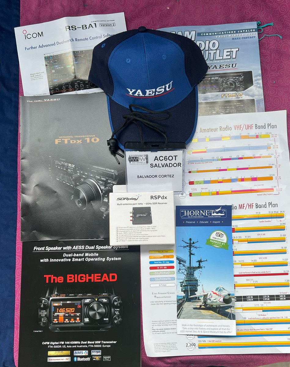 ac6ot's tweet photo. Some Swag and a SDRplay RSP DX I got today @ Pacificon 23 going back tomorrow for the SwapMeet https://t.co/XzO5Gu266t