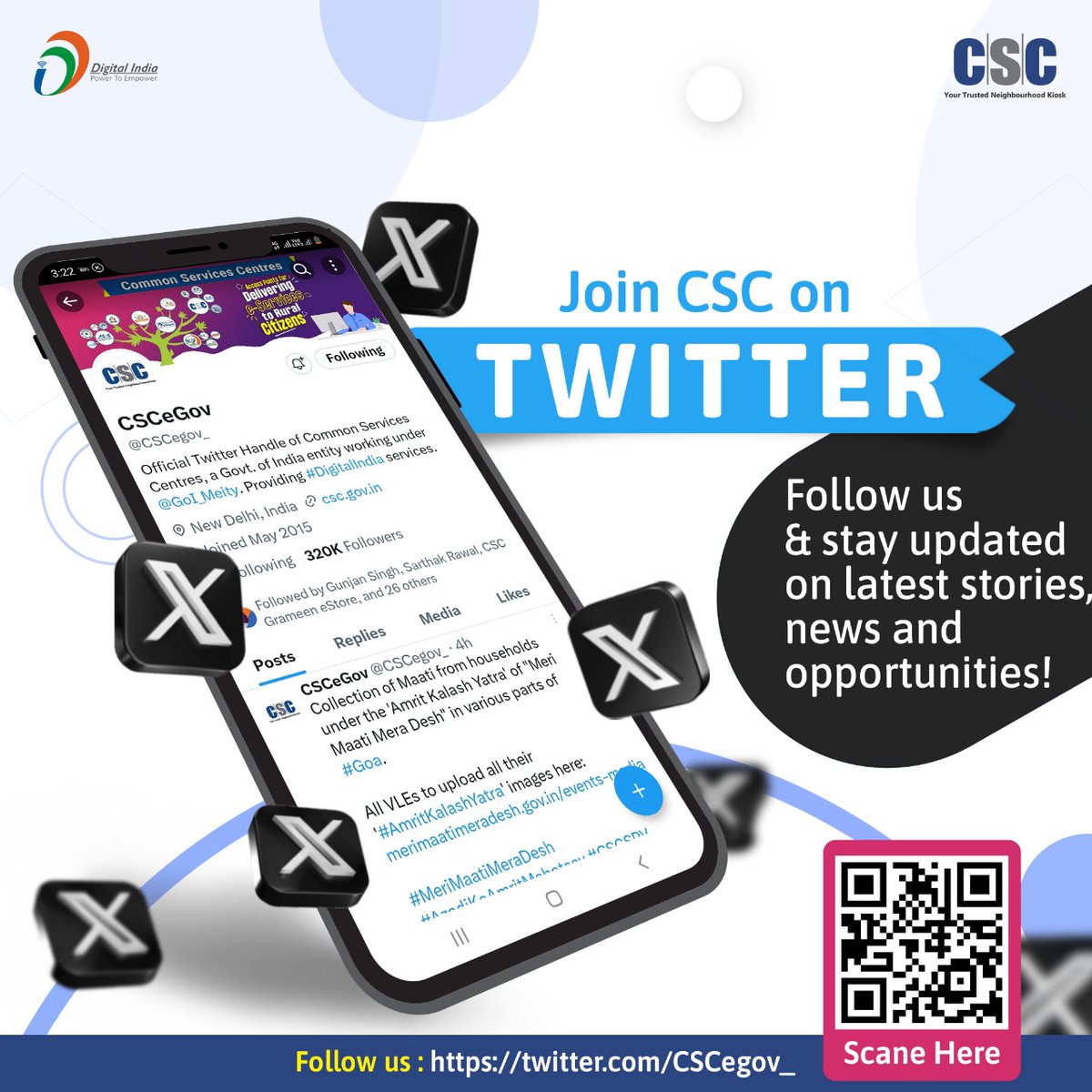 CSCegov_'s tweet photo. Join #CSC on Twitter...
Follow us & stay updated on the latest stories, news & opportunities!
Visit this link to follow us on #Twitter- https://t.co/d0bQBwVI6N
#DigitalIndia #RuralEmpowerment #CSCTwitter #FollowCSC #SubscribeCSCOnTwitter #CSCOnTwitter #CSCSocialMedia #FollowUs https://t.co/OeyJywZRjN