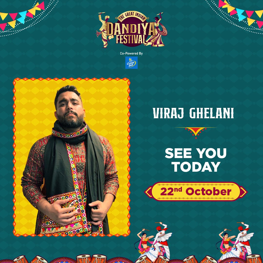 Experience the magic of Garba with Viraj Ghelani at the Great Indian Dandiya Festival, tonight marking the final night of celebrations until 12 am! Join us for an unforgettable evening of dance and music. See you there! 📷📷📷
