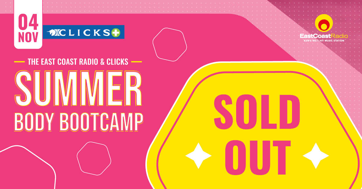ecr9495's tweet photo. The East Coast Radio and @Clicks_SA Summer Body Bootcamp has SOLD OUT. See you on Saturday, November 4th, as we lace up those trainers for an epic experience! For more details, click the link in our bio.

#ECRSummerBodyBootcamp #ECRHereWithYou https://t.co/6OMLg5UZEI