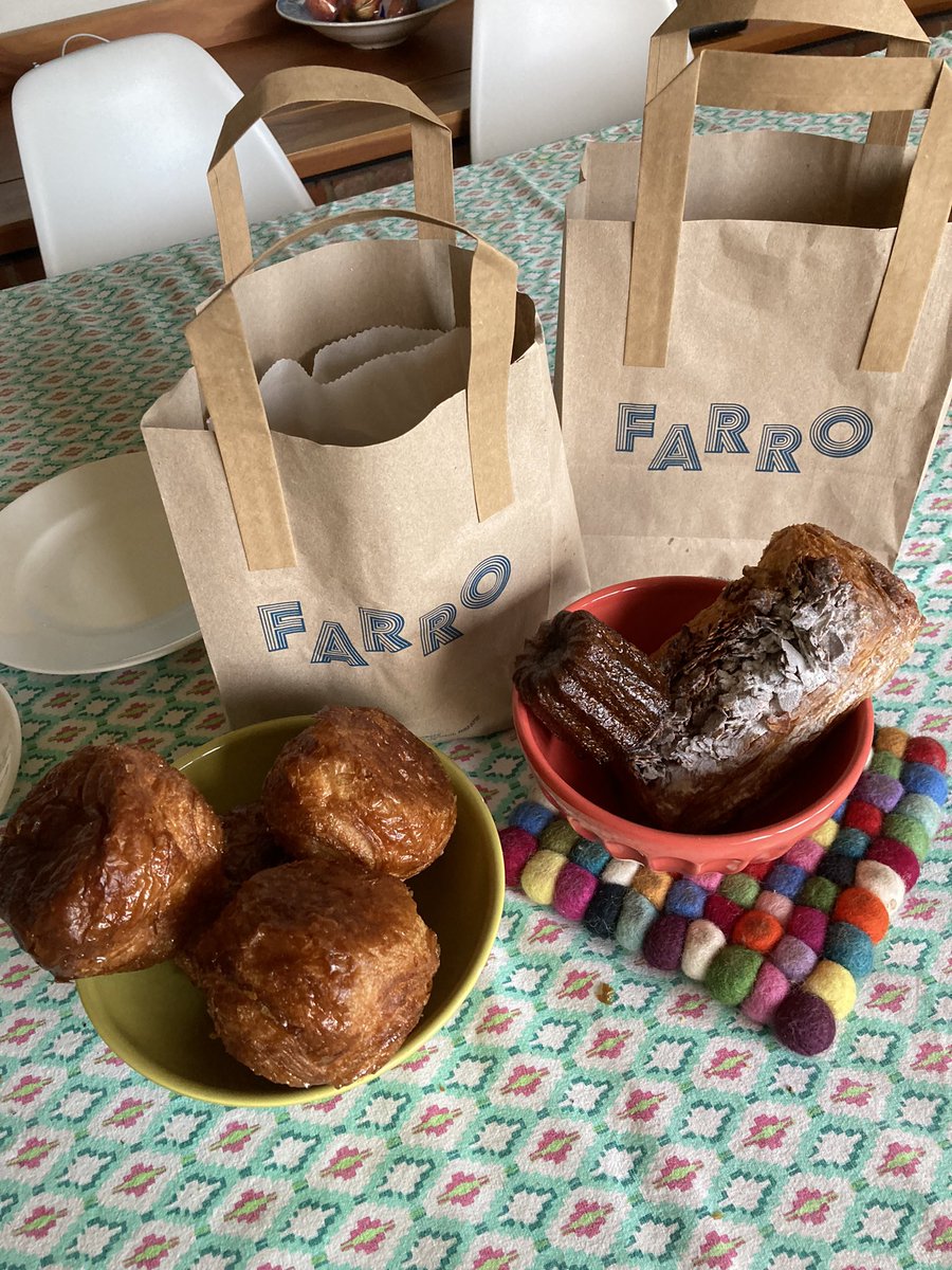 A woman on a mission -after 3 unsuccessful, already sold out visits to Bristol’s wonderful Farro Bakery, I was up early this morning and in the queue. Rewarded with an assortment of still warm out of the oven Breton &amp; French pastries. What a heavenly choice! <a href="/farrobakery/">FARRO</a> #Bristol