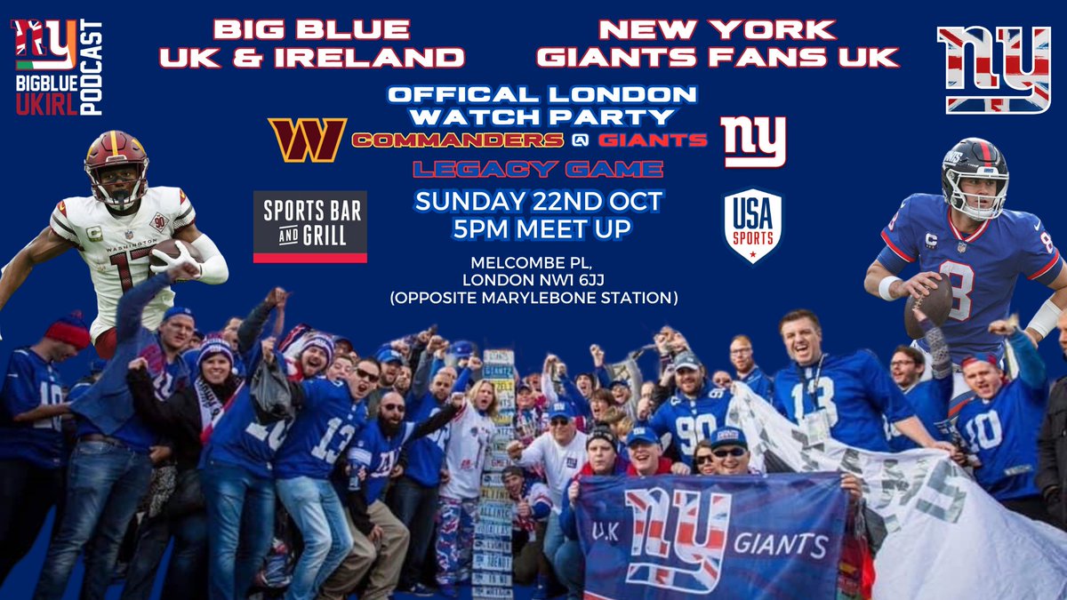 BigBlueUKIRL's tweet photo. Babe wake up!

It's the @NYGiantsFansUK and @BigBlueUKIRL meetup tonight

#NYGiants #Giants #UKGiants #NFLUK #NFL #WASvsNYG https://t.co/6AEGvIZq2n