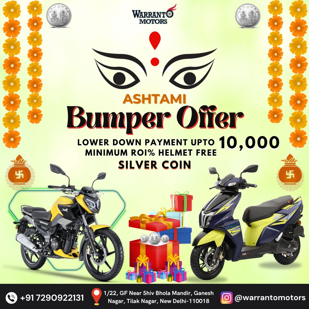 🙏Ashtami Bumper Offer 😍😃
lower down payment upto 10,000*
Minimum roi%
EMI facility also available
helmet free
silver coin 💰
👉 Call Now - 7290922131

#Navaratri2023  #explorer2023 #trendingpost  #Biker  #bike  #viralpost  #tvsapachertr310  #navratrispecial  #tvs #TwitterX