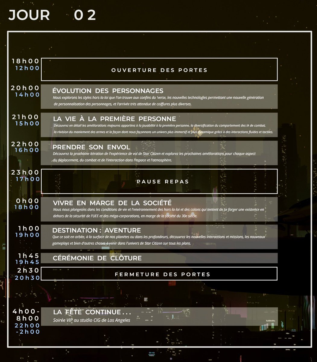 Commander-Fran (@commander_fran) on Twitter photo ➡️ #CitizenCon2953 voici ce qui nous attend pour ce jour 2 !
<a href="/NicouLenny/">Nicou</a> <a href="/Pulsar42_SC/">Pulsar42</a> <a href="/starcitizenfra/">Star Citizen France</a> <a href="/DiscordSCF/">Star Citizen Francophone 🇫🇷 🇧🇪 🇨🇭 🇨🇦</a> ➡️ #CitizenCon2953 voici ce qui nous attend pour ce jour 2 !
<a href="/NicouLenny/">Nicou</a> <a href="/Pulsar42_SC/">Pulsar42</a> <a href="/starcitizenfra/">Star Citizen France</a> <a href="/DiscordSCF/">Star Citizen Francophone 🇫🇷 🇧🇪 🇨🇭 🇨🇦</a>