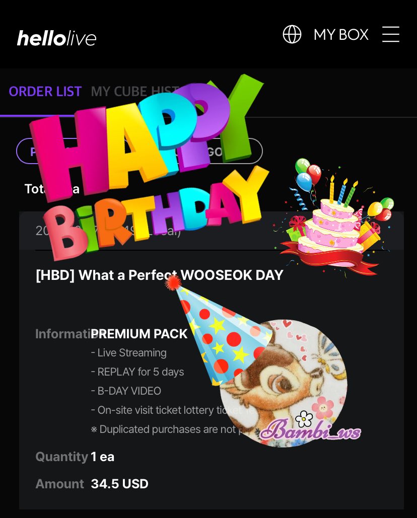 Bambi_ws2's tweet photo. 🎵 생일축하따따
생일축하뽀뽀 🎶
🎶 사랑하는 우떠기❤️
생일축하누누 🎵

#hellolive_WOOSEOKDAY https://t.co/fkbxNXECuL