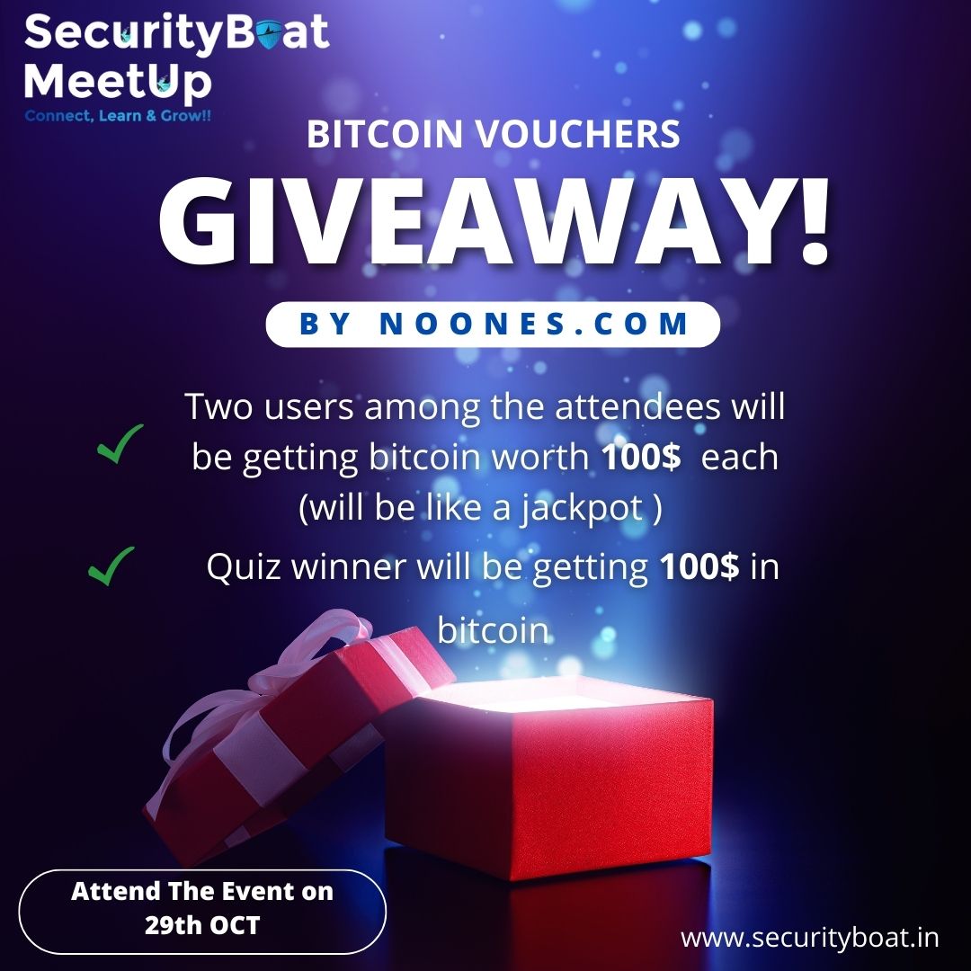 Securityb0at's tweet photo. 🌟 Bitcoin Giveaway Alert!  🌟

Two participants will each win $100 in Bitcoin, powered by noones. com.  🚀💰 To enter, attend the event and join the quiz.  Your chance to win big!  Don't miss out. 

🔗 Explore more at noones. https://t.co/6PCMSHa9hD