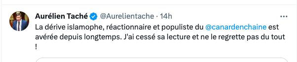 marika_bret's tweet photo. Après Charlie, @canardenchaine 'islamophe'.
Certains à l'extrême gauche n'apprécient pas du tout (sans surprise) le dessin satirique, c'est leur droit.
Sauf qu'user de l'accusation en 'islamophobie' -qui tue-, c'est désigner une cible.
En ce moment. Un député #NUPES. #Funeste. https://t.co/PJW60fgdt1