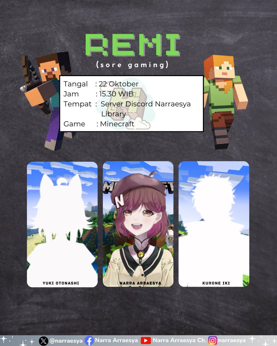 Mari membangun negeri di REMI!
Yuk mabar minecraft di REMI sore ini!
Link Discord nya di: discord.gg/ZRQuQQpXj4

⏰: 15.30 WIB
#Minecraft #VtuberID