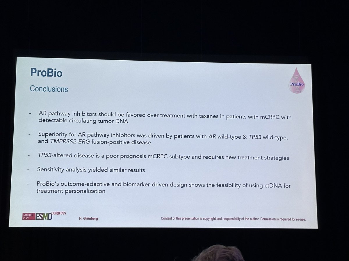 🔵 ProBio Trial Insights: mCRPC Treatment 🔵Biomarker-driven treatment approach for mCRPC. 🔵 Directly randomized data reveal ARPi’s significant superiority in both PFS and OS over other treatments in mCRPC scenario. @myESMO @OncoAlert #ESMO23 @OncBrothers @urotoday @Uromigos…