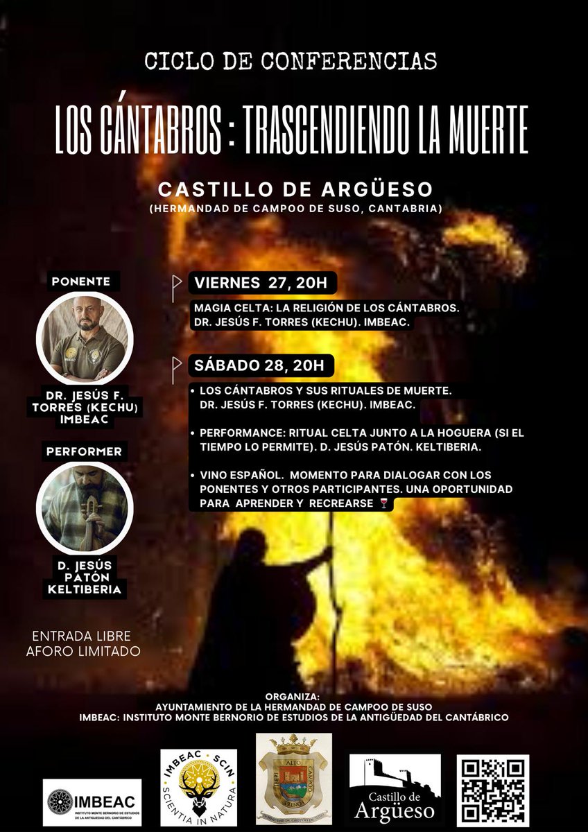 Ciclo de conferencias: los cántabros. Transcendiendo la muerte.
Castillo de Argüeso, Cantabria.
27 y 28 de octubre de 2023 20h
Entrada libre hasta completar aforo
#castillodeargüeso  #samuín #cantabros #celta #muerte #magia #culturacantabria #cantabriainfinita