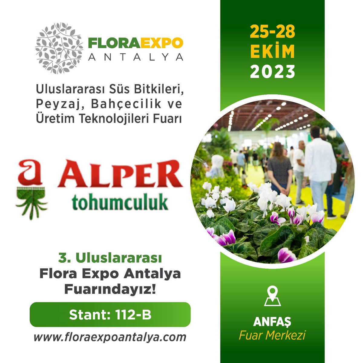 FloraExpoAnt's tweet photo. ALPER TOHUMCULUK Flora Expo Antalya’da!

#flora #floraldesign #floraexpo #floraexpoantalya #süsbitkileri #süsbitkilerifuarı #süsbitkileriyetiştiriciliği #fidancılık #kentmobilyaları #peyzaj #peyzajtasarım #peyzajmimarlığı #peyzajfuarı #gardening #gardenlife https://t.co/JvyUtn4LuN