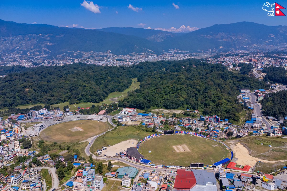 CricketNep's tweet photo. A spectacular view captured from above the ground at the ongoing Dabur Honey presents Nepal T20I Triangular Series!

#weCAN | #NepalTriSeries | #UAEvHK https://t.co/Ko3FRru8JK