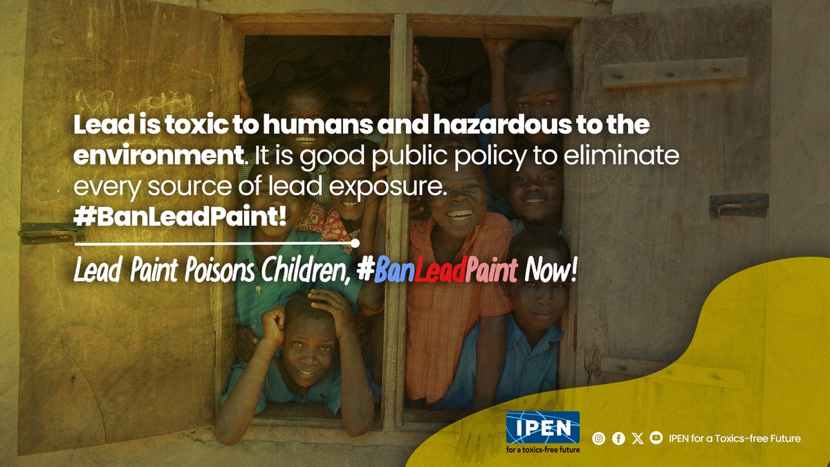 Lead is toxic to humans and hazardous to the environment. It is good public policy to eliminate every source of lead exposure. #BanLeadPaint now! #ILPPW2023 #BanLeadPaint