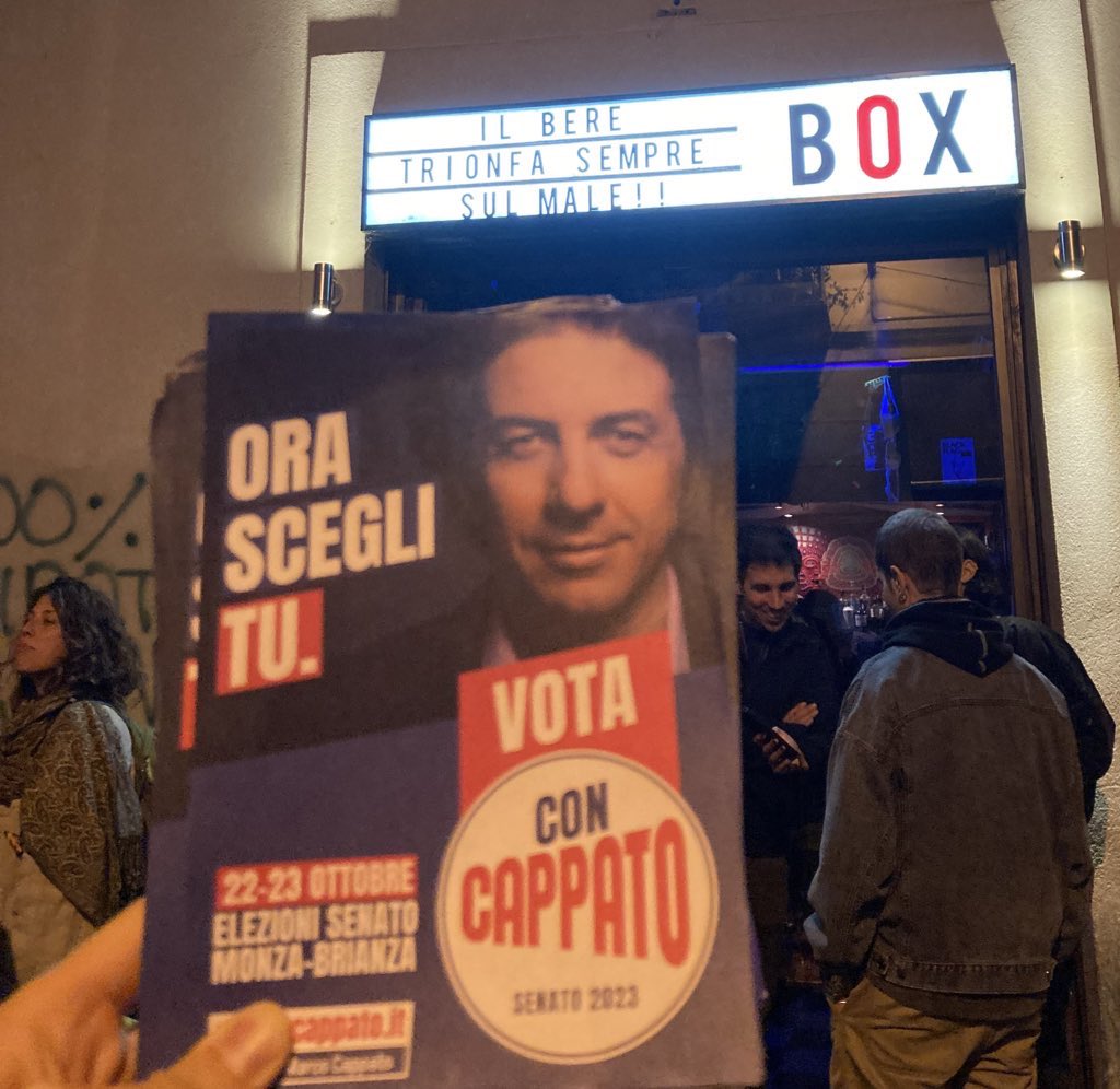 lukiminaj's tweet photo. Il bere e il bene trionfano sempre sul male. Buon voto #Monza #conCappato https://t.co/8k0HTXlq2N