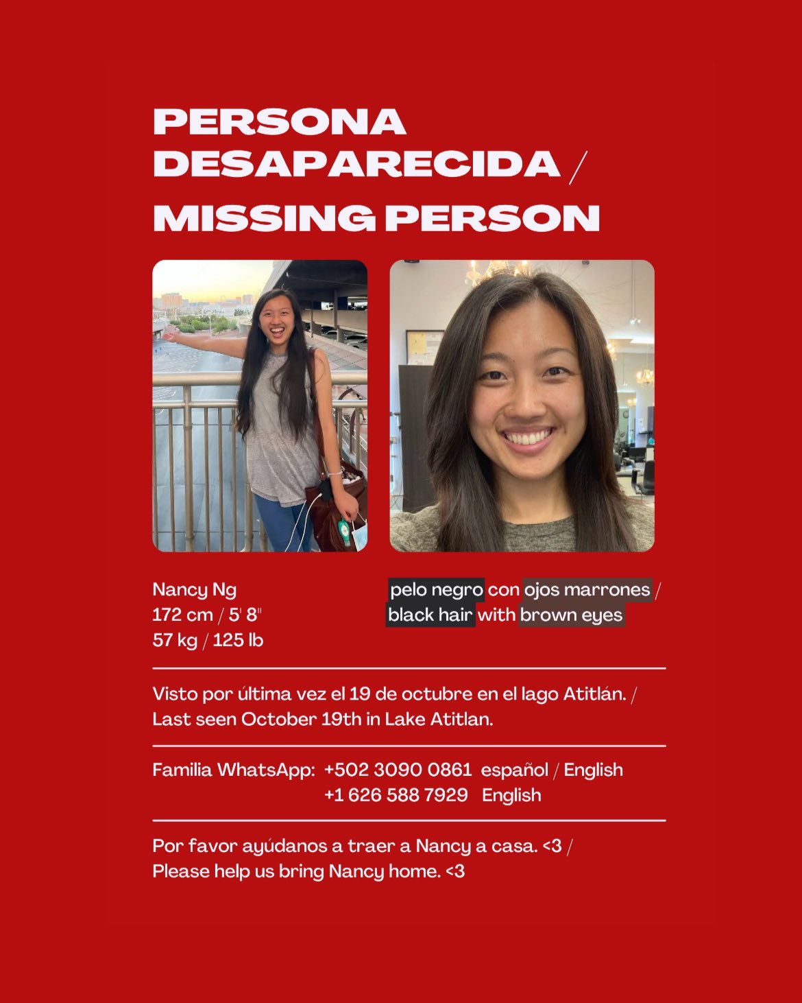 rennie 🥚 on X: one of my childhood friends has gone missing in Guatemala  if you are able to send any help to her family for the search and rescue  efforts, please: