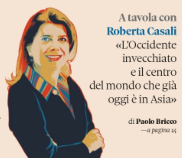 Oggi su <a href="/sole24ore/">IlSole24ORE</a> sono A Tavola Con Roberta Casali, vicepresidente di Asian Development Bank. Casali - ex  <a href="/bancaditalia/">Banca d'Italia</a> ed ex <a href="/intesasanpaolo/">Intesa Sanpaolo</a> - ha la responsabilità su credito e  rischio della banca multilaterale che opera in Asia. Il ritratto e' come sempre di <a href="/ivancanuillus/">Ivan Canu</a>.