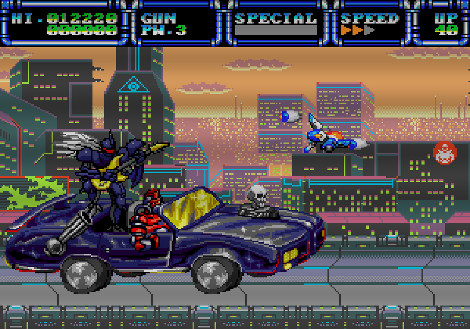 Hi Genesis World! We're delighted to unveil the final version of the fearsome intermediate boss, who makes his debut in the Cyber City level. Beware of his skull, it represents an imminent danger! 💥🕹️ #SegaGenesis #MegaDrive #GenesisWorld #Arcade #Retrogaming #IndieGameDev