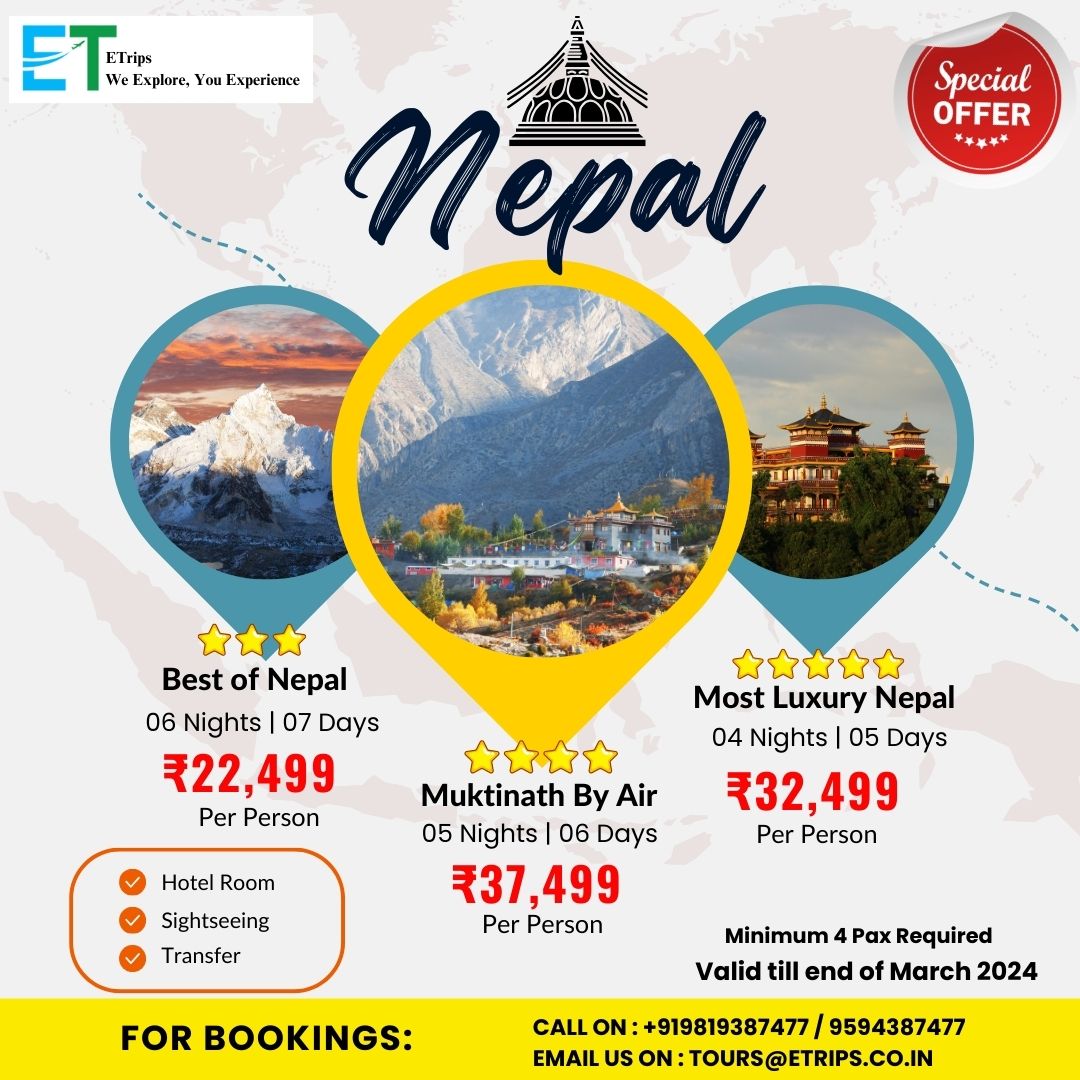 Himalayan Bliss: Unforgettable Nepal Packages Await You
#NepalPackages #ExploreNepal #HimalayanAdventure #TravelNepal #NepalDiaries #DiscoverNepal #AdventureAwaits #NepalTourism #BucketListNepal #TravelGoals #etrips #flightbooking #hotelbooking #tourpackage #booknow