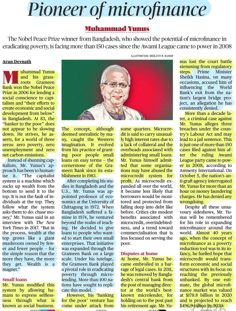 'Muhammad Yunus'
-Pioneer of Microfinance

: Details

#Bangladesh
#Microfinance #MicroLending
#MuhammadYunus
#BankerToThePoor #NobelPeacePrize 
#GrameenBank #SocialBusiness 

#UPSC #UPSC2024 

Source: TH