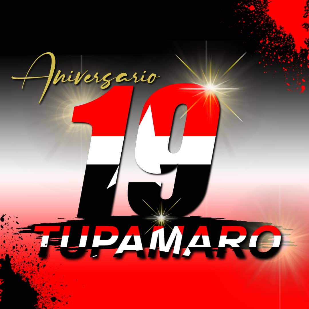 Los militantes del @TupamaroMRT celebramos hoy con gozo, alegría, entusiasmos y una gran emoción de cumplir #Tupamaro19AñosDeRebeldía 

Continuaremos en batalla sin descanso y fortaleciendo cadia día la Conciencia Critica Revolucionaria 🔴⚫
#VenezuelaEsTradicion