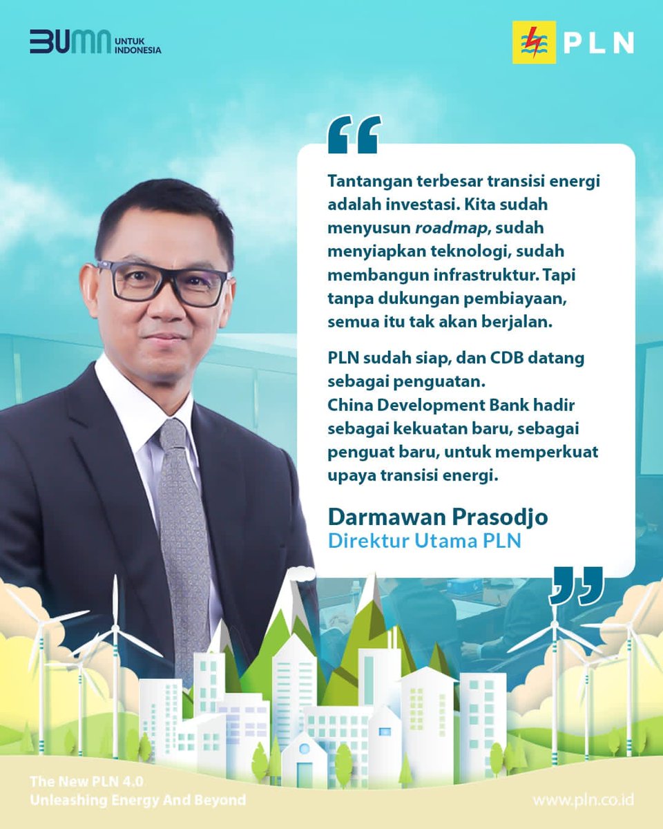 Catheri57762187's tweet photo. Nota kesepahamanan ini ditandatangani langsung oleh Direktur Utama PLN Darmawan Prasodjo dan President CDB Xianmen, Zeng Liqing serta Director CDB Xianmen, Ruan Xuefeng di kantor pusat CDB, Beijing, China
#PLNuntukIndonesia
#PerusahaanListrikNegara 
#DIRUTPLN
#BUMN
#erickthohir https://t.co/CQiVEd9EM3