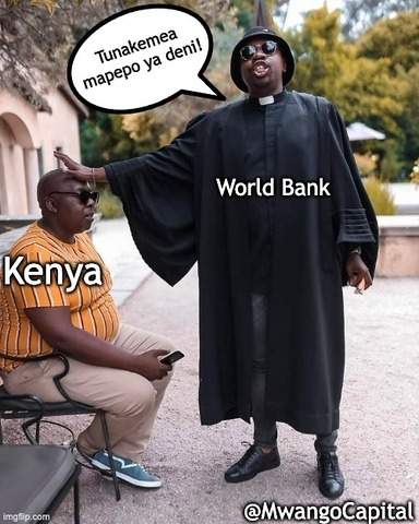 MwangoCapital's tweet photo. 𝐓𝐡𝐢𝐬 𝐖𝐞𝐞𝐤'𝐬 𝐓𝐨𝐩 𝐁𝐮𝐬𝐢𝐧𝐞𝐬𝐬 𝐍𝐞𝐰𝐬 𝐢𝐧 𝐌𝐞𝐦𝐞𝐬:

1.  The World Bank is urging Kenya to cut its high debt levels, which are limiting economic growth. Kenya's public debt has risen sharply in recent years, reaching 68% of GDP in 2021.

#MwangoMemes https://t.co/BkW9PcavnG