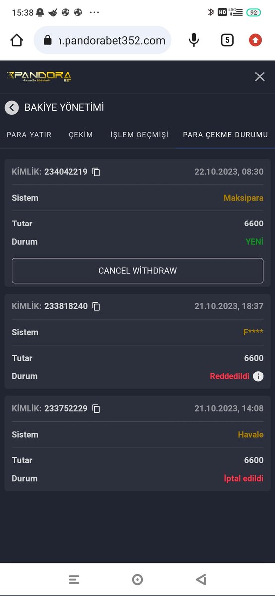 darkdewill77's tweet photo. @pandorabetresmi Site ödeme yapmıyor kesinlikle yatırım yapmayın canlı destekten engelliyorlar dolandırıcı bunlar  2 gündür oyaliyorlar #pandorabet https://t.co/Q8z73WBx6s