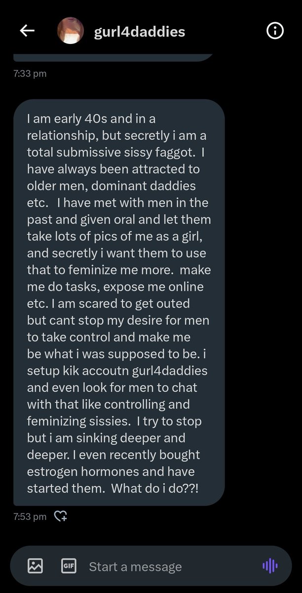 Confession by @gurl4daddies who doesn't know what to do ❤&🔄 appreciated #sissy #Confesion #sissyconfesion