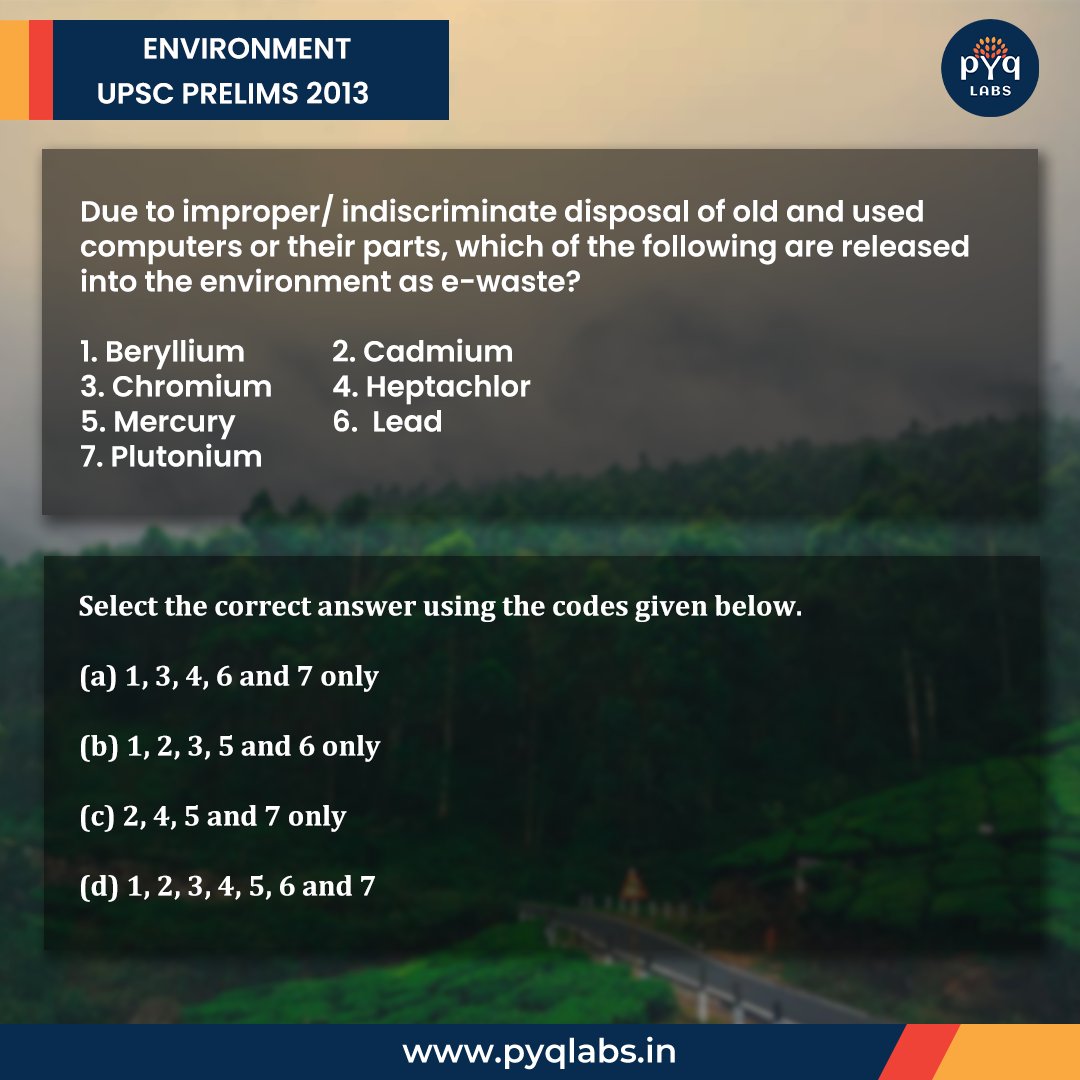 pyqlabs's tweet photo. Comment your answer 👇

Correct answer will be pinned.

#pyqlabs #iasdream #upscquestions #previousyearquestionpapers #UPSC #currentaffairs #QuizOfTheDay #answer #iqtest #iq999 #upscmotivation #UPSCPrelims2024 #IAS #environment #ewaste #computers https://t.co/QFNcSjnY6Z