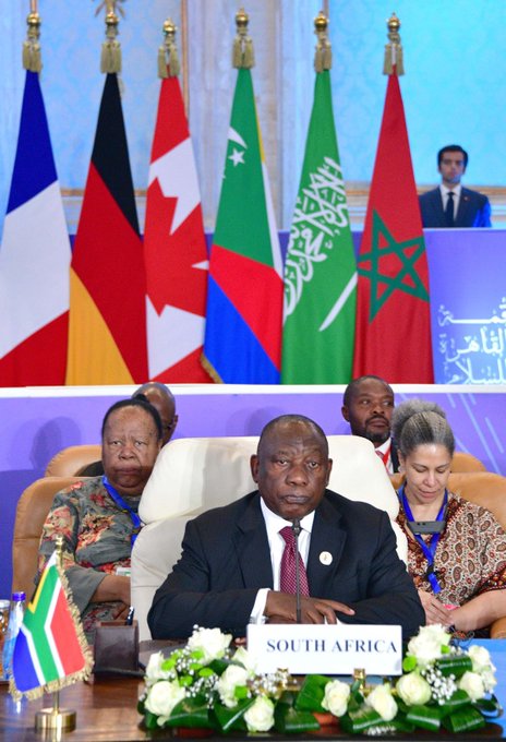 SAgovnews's tweet photo. President Cyril Ramaphosa has called for a United Nations-led negotiation process towards resolving the Israeli-Palestinian conflict https://t.co/nLKkGQ3Kgi #CairoPeaceSummit #BetterAfricaBetterWorld https://t.co/jvCVIqseZQ