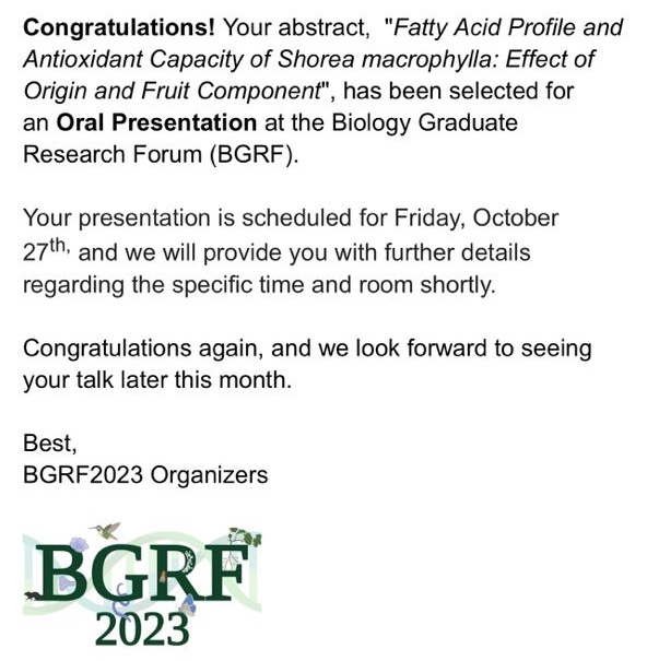 Woohoo! Congrats Olaide and Grace! They will be presenting at the Biology Graduate Research Forum on October 27th at PAB. Looking forward to learning about all the great projects happening in the Biology Department and seeing everyone in one space again! <a href="/bgrf_uwo/">UWO Biology Graduate Research Forum 2021</a> <a href="/westernuBio/">Western Biology</a>