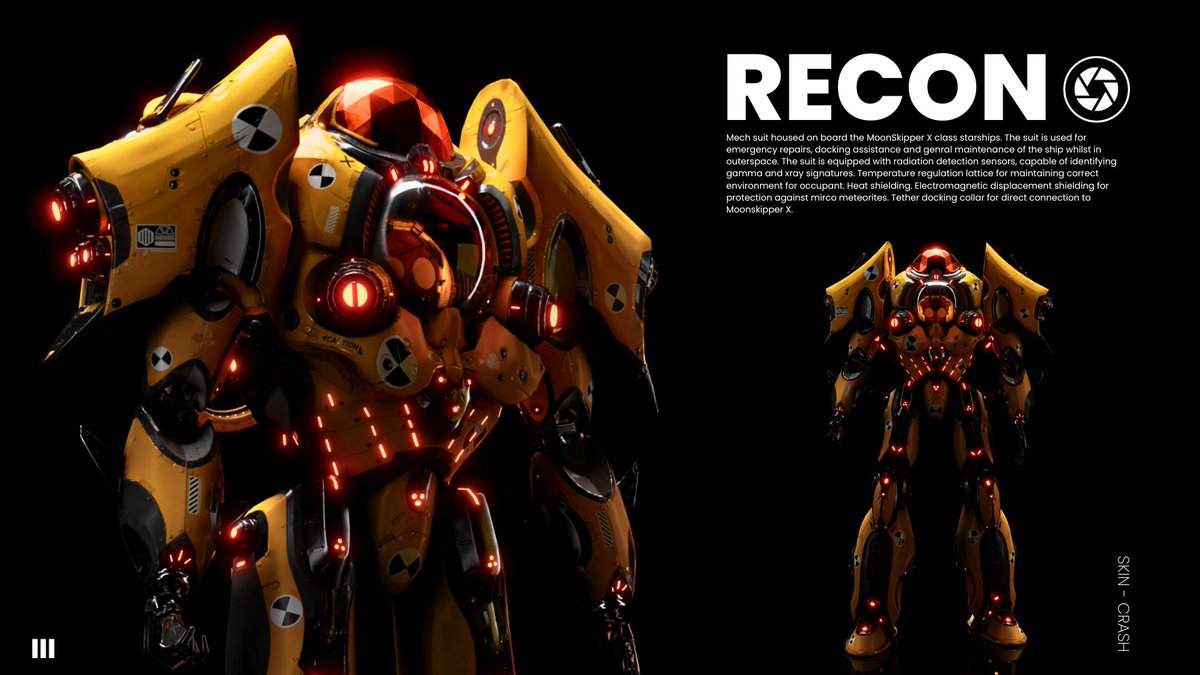 🚨 Mech Reveal 🚨
🤖 Class: RECON Skin: Crash
🗓️Mint: Oct 25th at pavs.io
Today we introduce RECON. Designed for crucial deep space work.  Featured here with the "Crash" skin. 😮

Comment AND retweet for a chance to win a London PAV!  Congrats to yesterday's