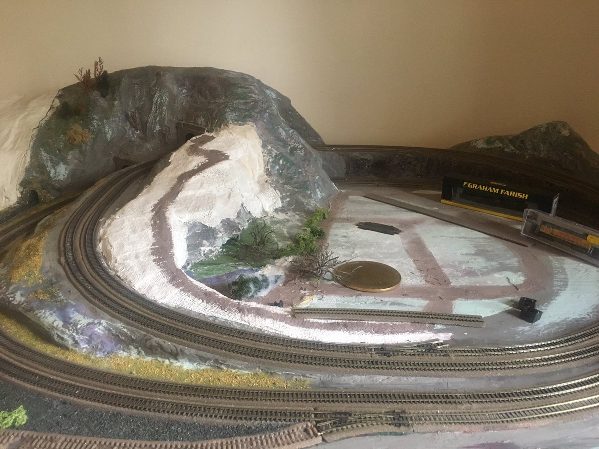 OldMacgranny's tweet photo. Currently dismantling my βnβ gauge model railway - hills too steep - board too small, never quite finished. Planning my new mega board - will it have trains running by Xmas? #modeltrains #secretpassion #nguage https://t.co/YXjMS9dfRT
