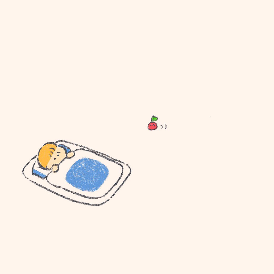 「不安でねむれないひとのところに現れるくだものたち 」|もくもくちゃん🐰POPUP開催中のイラスト
