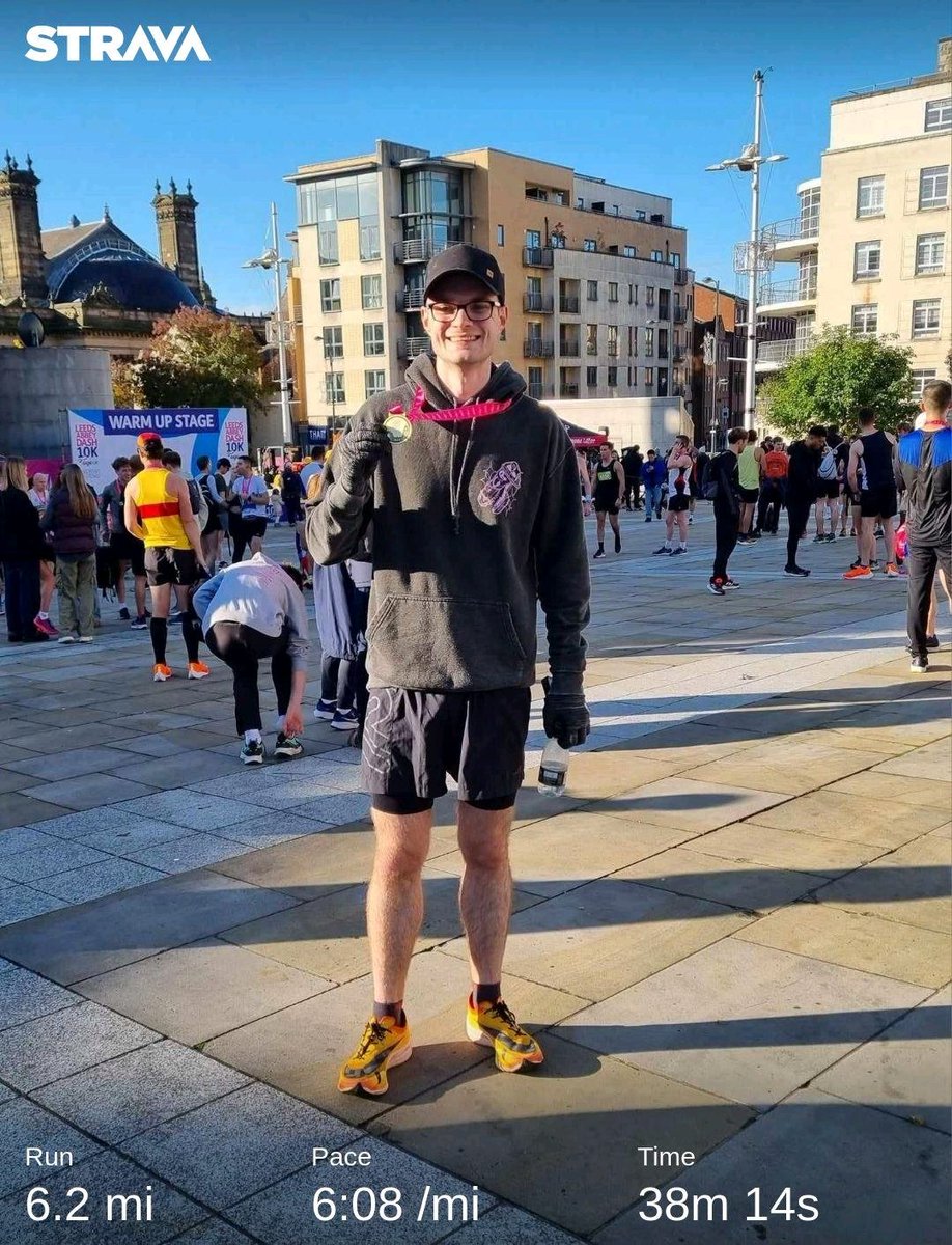 New 10K PB at #LeedsAbbeyDash with a 38:14. First time under 39mins so chuffed with that!