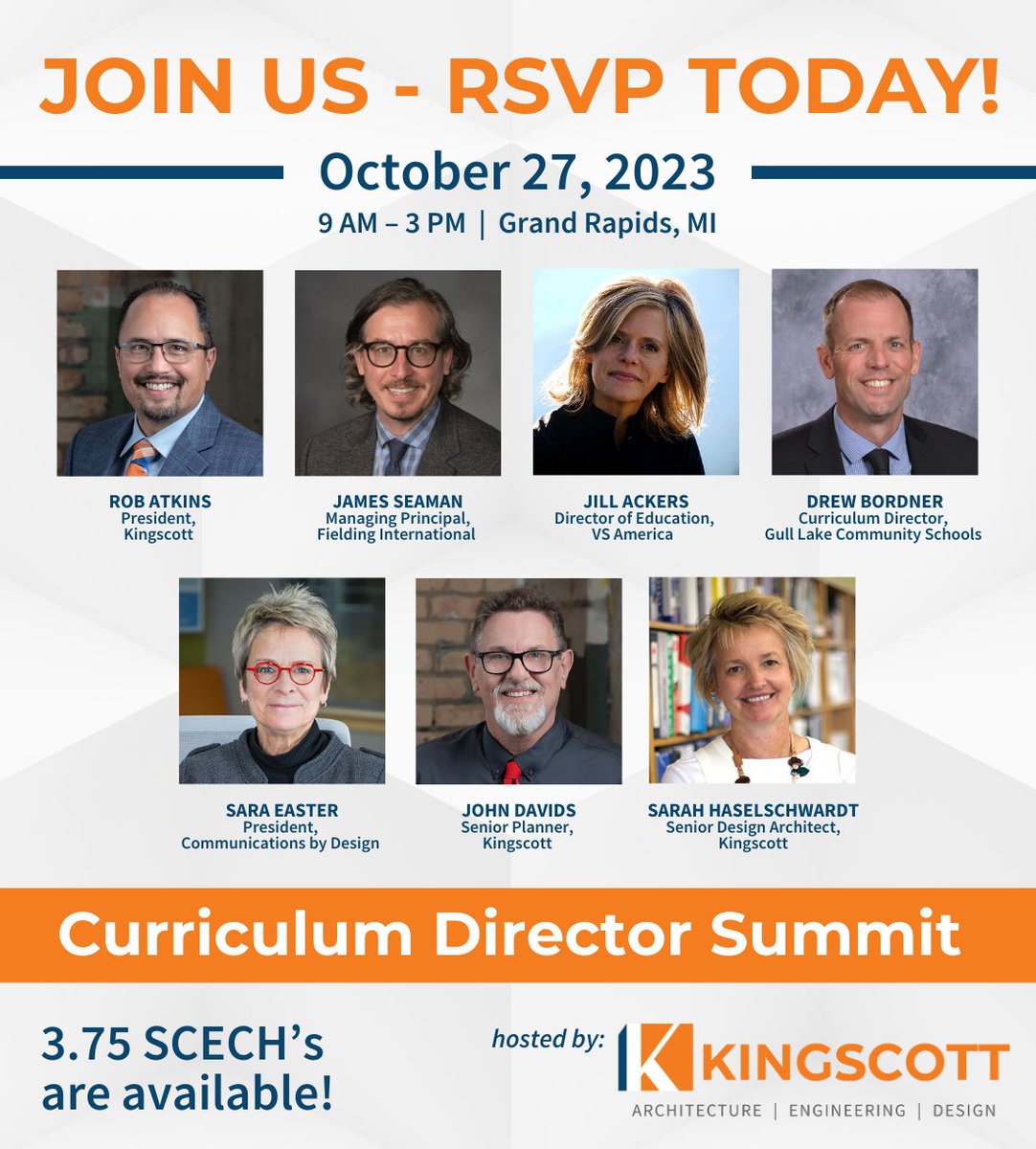 Want to learn about the intersection of curriculum and design? Register to attend the Curriculum Director Summit on Oct. 27: kingscott.com/news/kingscott…