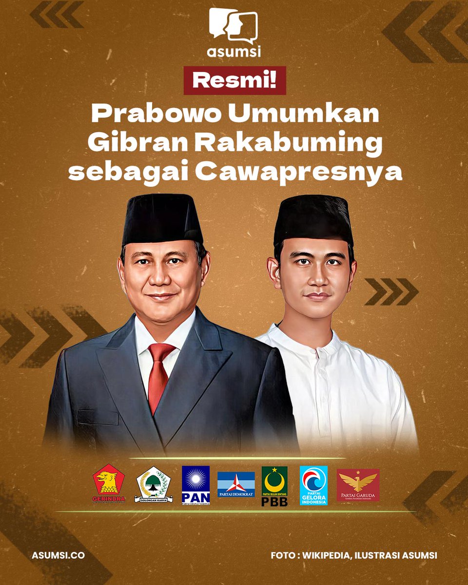 🚨🚨BREAKING NEWS🚨🚨

Gibran Rakabuming Raka resmi ditunjuk sebagai bakal calon wakil presiden yang mendampingi Prabowo Subianto di Pilpres 2024 mendatang.