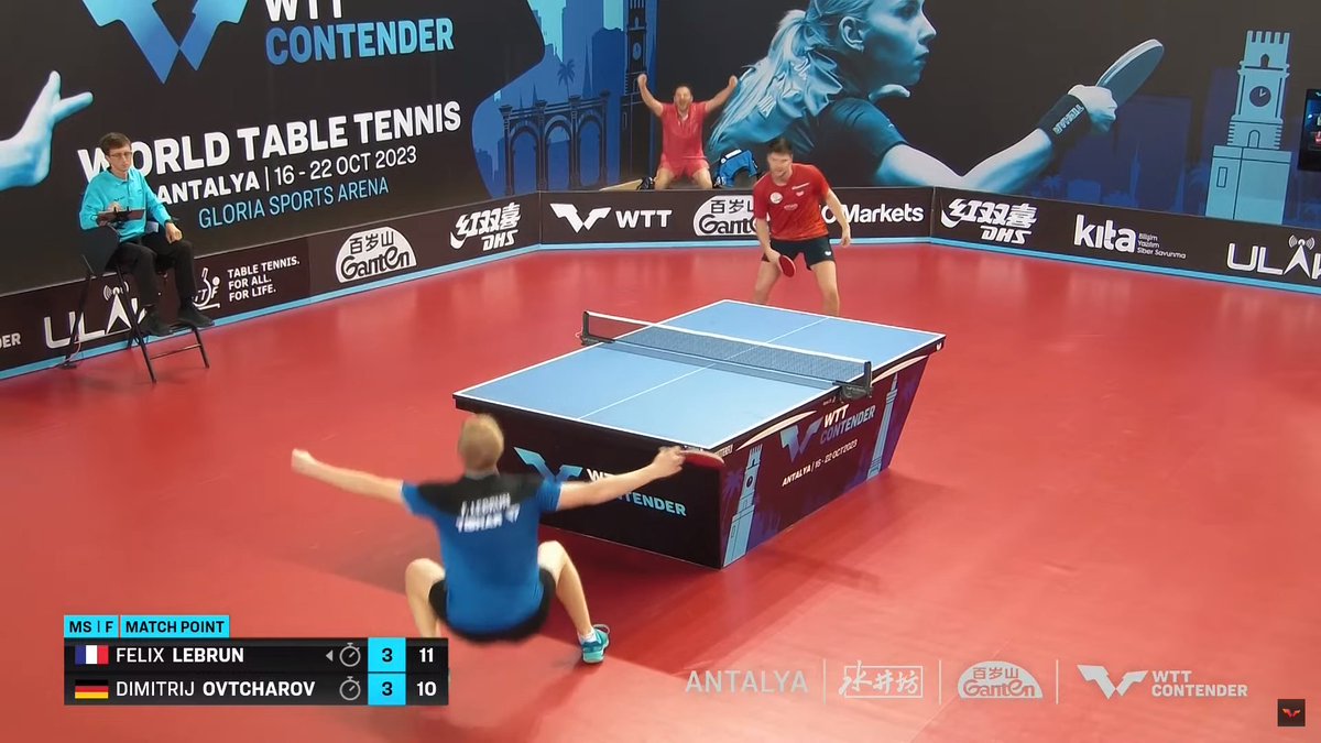 Premier titre en simple sur le circuit WTT pour Félix Lebrun, 17 ans,. Ovtcharov, deux fois plus âgé, a cédé en  7 manches.