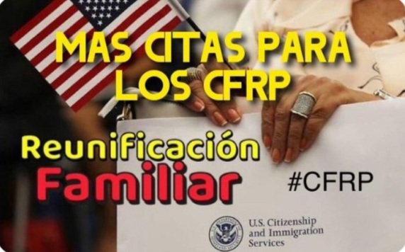 USCIS_es
@USEmBCuba
<a href="/POTUS/">President Donald J. Trump</a>
<a href="/SecMayorkas/">ARCHIVED: Secretary Alejandro Mayorkas</a>
#CFRP
Le pedimos a la oficina de uscis en la Habana aumenten la disponibilidad de citas para poder terminar con el gran atraso cfrp que hay desde el 2017.